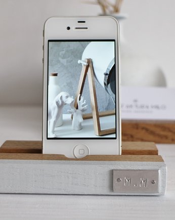 TELINE stojak na iPhone 3,4 - jasny dąb/szary , MANUFAKTURA MILO