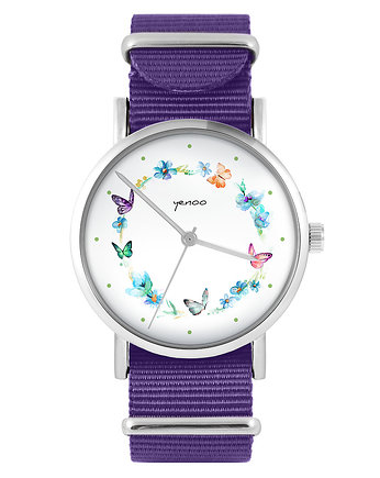 Zegarek - Kolorowy wianek - fiolet, nylonowy, yenoo