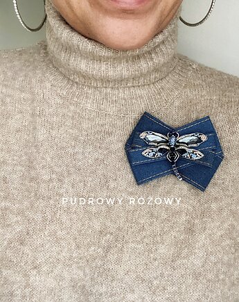 Brosza z ogromną Ważką z kryształkami NEW, Pudrowy Różowy