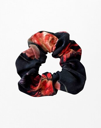 Gumka frotka scrunchie róże czarna, Zdunetti