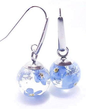 Kula z kwiatami Niezapomianjki i płatkami srebra, Lovely Jewellery