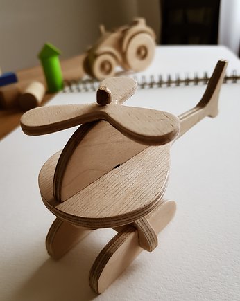 Drewniana zabawka helikopter - puzzle 3D, Dziadek z drewna
