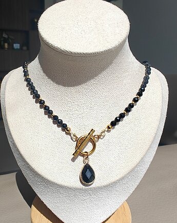 Długi naszyjnik ochronny, czarny turmalin, NESSING handmade