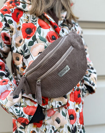 Sztruksowa nerka fall czekolada, sacky bag