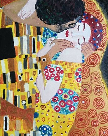 Obraz do salonu Klimt pocałunek w pionie, alice oil on canvas