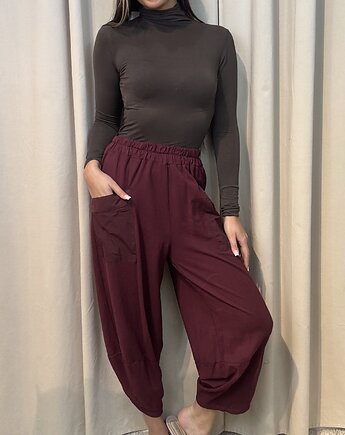 Bawełniane spodnie Borgogna, SOLO moda