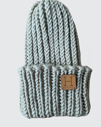 Czapka beanie z wełny merynosa handmade Beżowy, HisOutfit