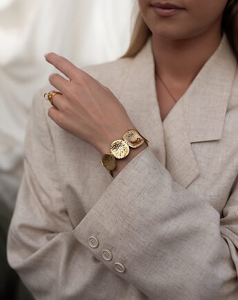 Złota regulowana bransoletka z młotkowanymi ogniwami, Paraiso