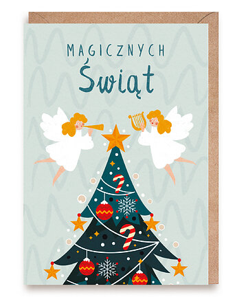 Kartka świąteczna Bożonarodzeniowa z aniołkami "Magicznych Świąt", Cardie