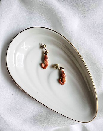 Kolczyki pozłacane  krewetki, MaLa Jewellery
