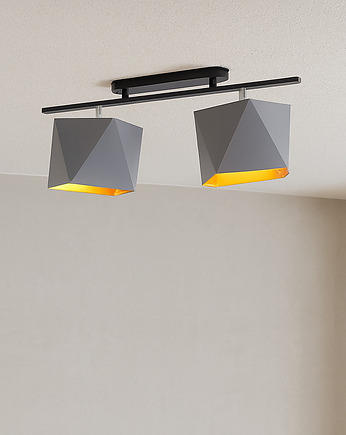 Regulowana 2-płomienna lampa sufitowa LED z abażurami AKRON GOLD, LYSNE