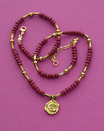 Elegancki naszyjnik z kwiatem róży, AT NOON