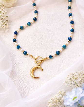 Naszyjnik Blue Aura - apatyt i kamień księżycowy, Blask Natury