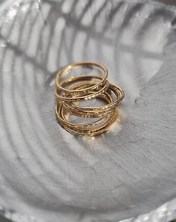 Komplet 6 obrączek TIDE srebro złocone, COCONUT