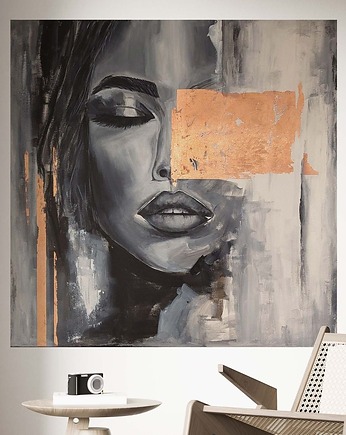 Abstrakcja Kobieta MIEDZIANA ręcznie malowany obraz XXL, Diana Abstract Art