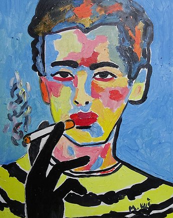 Obraz  fowizm podejrzany mężczyzna  z papierosem, alice oil on canvas