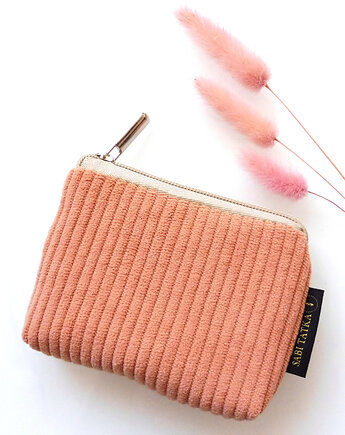 Sztruksowy portfelik card holder Brzoskwiniowy, sabi tatka