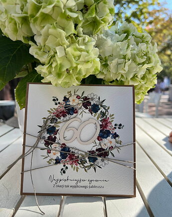 Ręcznie robiona kartka z okazji 60. rocznicy ślubu, sorte