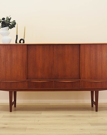 Highboard tekowy, duński design, lata 60, projektant: E.W. Bach, Przetwory design