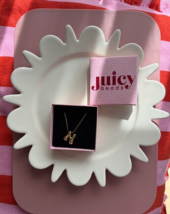 Naszyjnik z bąbelkową literką ze stali chirurgicznej, Juicy Beads