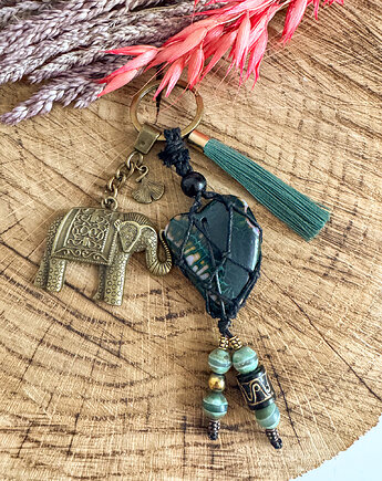 Breloczek brelok do torebki boho agat serce słoń na szczęście, Inspirowanenatura 