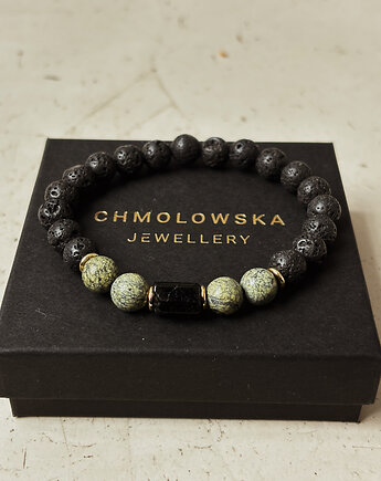 Bransoletka  męska Serpentynit i Turmalin, Chmolowska Jewellery