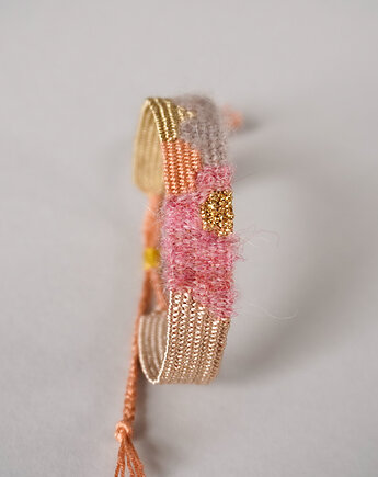 Pastelowa bransoletka tkana na krośnie z regulowanym zapięciem, Słońcem Tkane