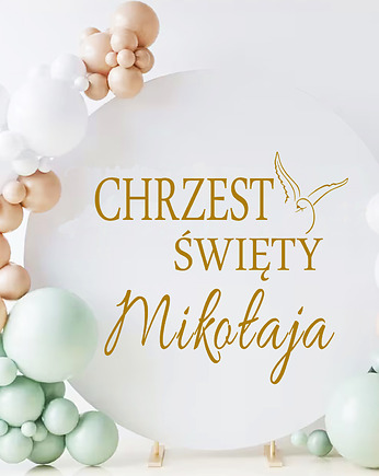 Naklejka na chrzest święty na ściankę koło 60 cm imię dziecka kolory, Magnetyczne Studio