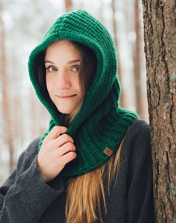 PUSZCZYK - Puchaty Kaptur Balaklava  Wełna Merino z Bawełna, KOPYTO