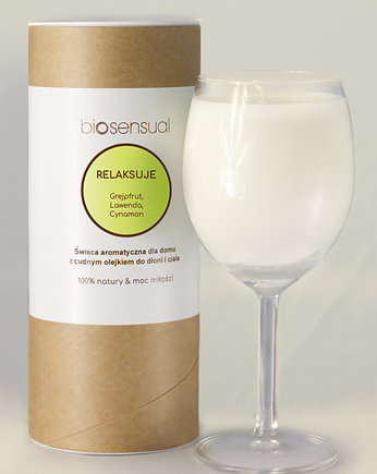 Świeca do masażu i aromaterapii RELAKSUJE 200g KIELICH, Biosensual