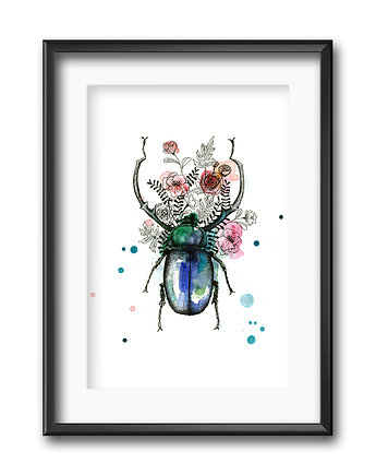 Żuk w kwiatach, 30x21cm, A4, JUST ILUST Justyna Małczak