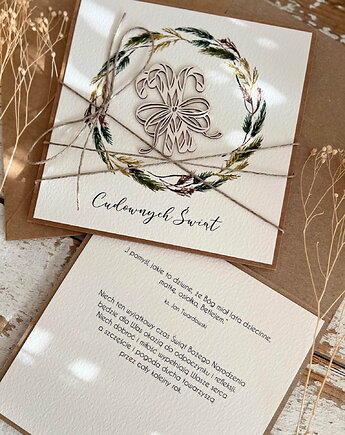 Kartka świąteczna na Boże Narodzenie ręcznie robiona, sorte