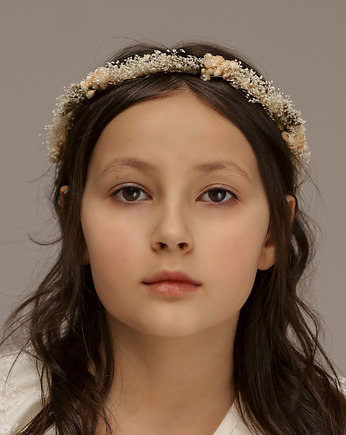 Wianek na głowę z suszonych kwiatów n.30703, Lola White