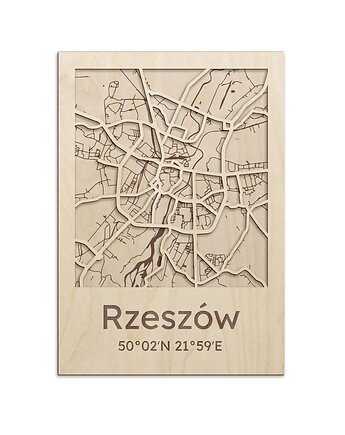 Mapa z ulicami RZESZÓW Obraz drewniany na ścianę, smxdsgn