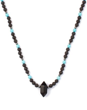 Męski naszyjnik z Lawy i Turkusu z bryłą sukcesu, Kulka Bransoletki