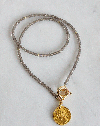 Naszyjnik Kwarc Dymny moneta, Chmolowska Jewellery
