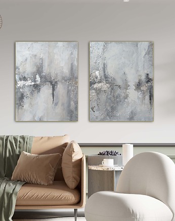 Abstrakcja Ręcznie malowany obraz Wielkoformatowy Dyptyk, Diana Abstract Art