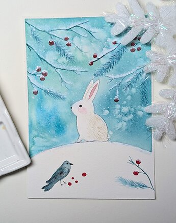 Oryginalna akwarela. Zima A5, Malgorzata Domanska
