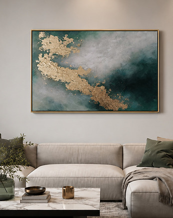 W OBJĘCIACH NATURY Abstrakcyjny obraz ręcznie malowany, 100x70 cm, Anna Jatczak Art