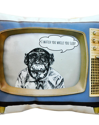 Poduszka Mr. Monkey on TV biała, Monkey Machine
