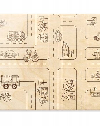 Puzzle z autami Układanki drewniane dla dzieci AUTA z grawerem Zabawka, smxdsgn