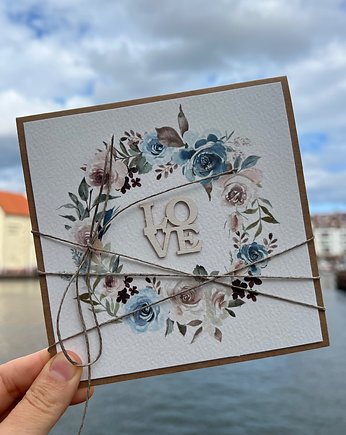 Stylowa kartka ślubna z kopertą, sorte