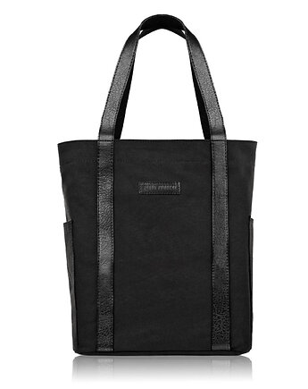 TORBA DAMSKA NA RAMIĘ SHOPPER DUŻA WEGAŃSKA POJEMNA CZARNA Paolo Peruzzi, Paolo Peruzzi