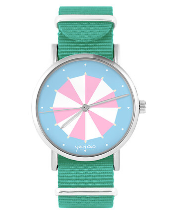 Zegarek - Parasolka - turkusowy, nylonowy, yenoo