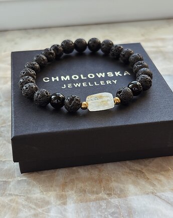 Bransoletka męska Cytryn i Lawa wulkaniczna, Chmolowska Jewellery