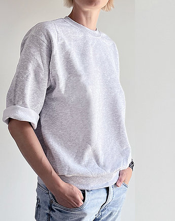 Bluza cięta krótki rękaw zwykły dekolt Szara, ONE MUG A DAY