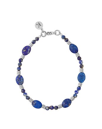 Bransoletka mix Lapis Lazuli x Hematyt - -srebrne hematyty - Srebrna stal szl, Kulka Bransoletki