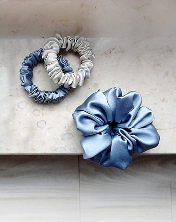 In blue  - zestaw jedwabnych scrunchie, BARLA