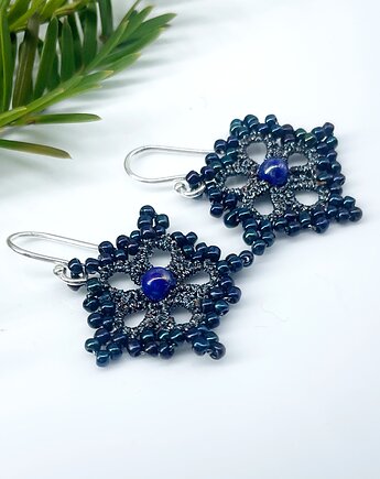 Kolczyki śnieżynki koronka frywolitka 094, Branicka Art