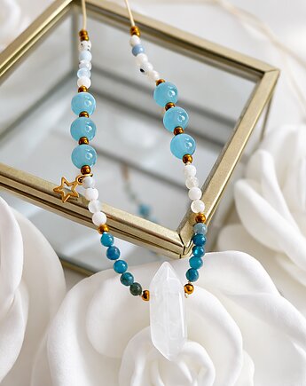 Recznie robiony naszyjnik z kamieni naturalnych, plecione_